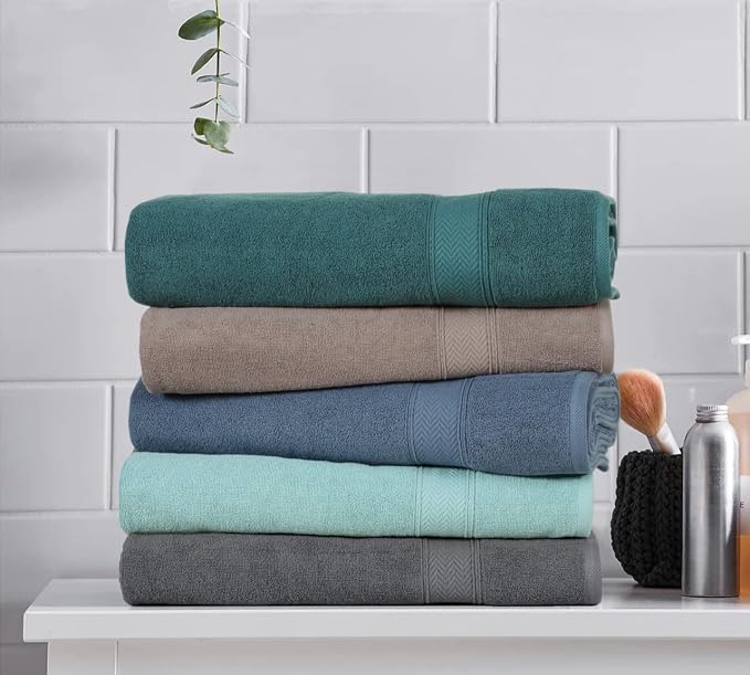 HILLFAIR 600 GSM- 40 x 80 Inches- 100% Cotton 2 Pc XXL Oversized Bath Towel Set- Soft Highly Absorbent Jumbo Bath Sheets Towels Sets- Quick Dry Oversized Bath Towel Sets for Hotel Spa Pool- Platinum
