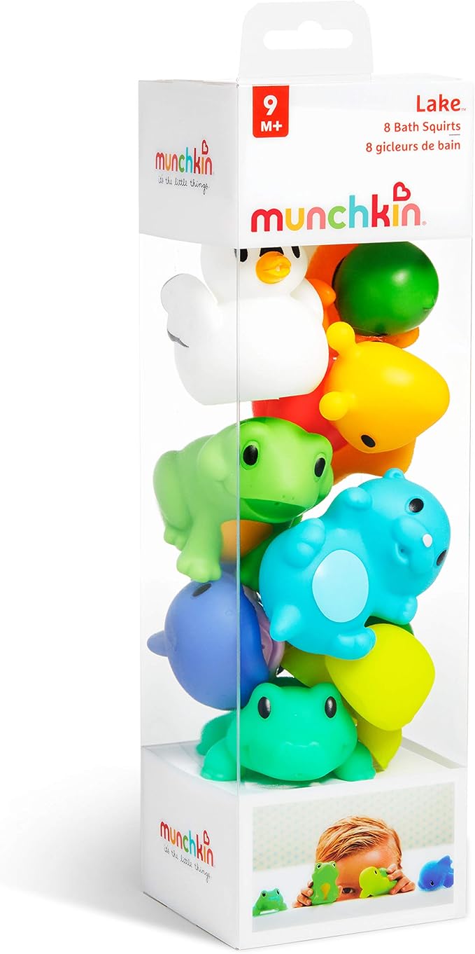 Munchkin Baby Bath Toy Squirts for Babies and Toddlers 9 Months and Up, Lake Animal Squirters, 8 Pack