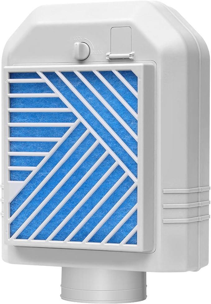 Indoor Dryer Vent Kit, Indoor Dryer Vent Box with Polyester Dryer Filter x4, Upgraded Patented Safety Reminder to Eiminate Lint, Indoor Dryer Vent Kit for Electric Dryer Save Energy