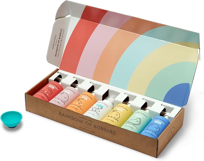 Dabble & Dollop Rainbow of Bubbles Kids 3-in-1 Body Wash, Shampoo & Bubble Bath Set – All 7 Scents, Tear-Free, Gentle, Hypoallergenic and Safe for Sensitive Skin (Pack of 7)