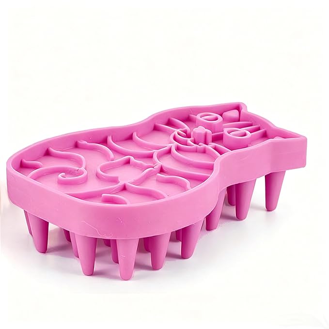 Pet Bath & Massage Brush,Pet Grooming Brush,Soft Rubber Scrubber for Brushing,Massaging,Bathing,Shampooing and Reducing Hairballs (Pink, Style 1)