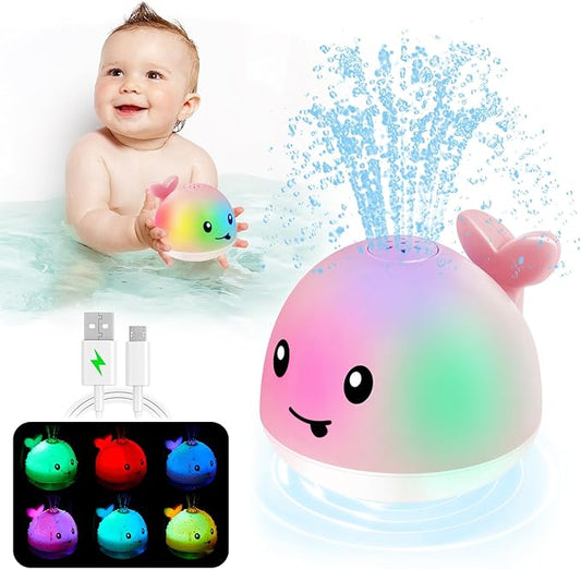 Baby Girl Bath Toys, Easter Basket Stuffers for Babies 1 Year Old Girl Gift, Toddler Bath Toys for Kids Ages 1-3, Light Up Whale Bath Toy Sprinkler Baby Toy 6-12-18 Months Bathtub Fountain Toy