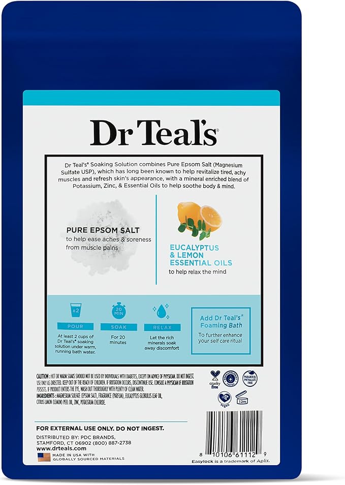 Dr Teal's Pure Epsom Salt,Restorative Minerals with Magnesium,Potassium & Zinc,3 lbs,(Pack of 2)