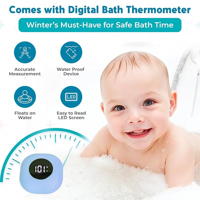 Baby Bath Seat for Babies 6 Months & Up with Floating Temperature Device as Gift, Bath Seats for Babies Sitting Up Non Slip Design + Strong Suction Cups, Toddler & Infant Shower Seats, Baby Tub Seat