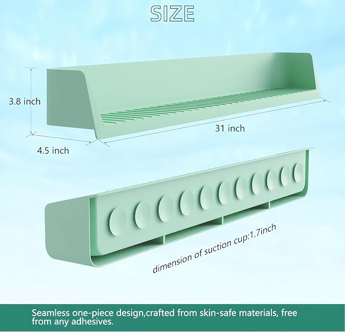 Bathtub Splash Guard,Silicone Splash Guard Play Shelf Bathtub Topper for Kids with Strong Suction Cups,Toy Holder,Toddler Bathroom Essentials