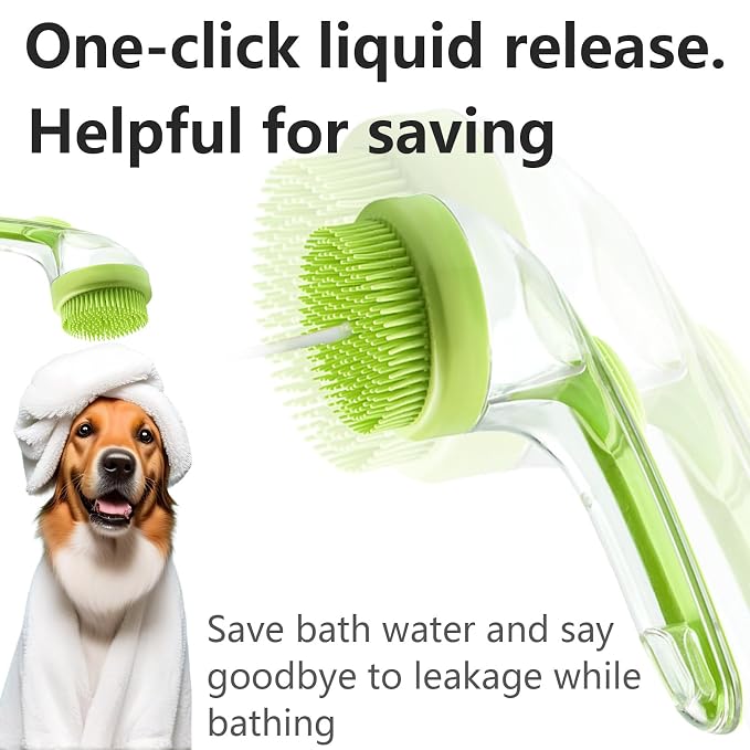 Brush with Soap Dispenser - 2-in-1 Dog Shampoo Brush & Massager,2025 Pet Bath Scrubber for Effective Cleaning and Grooming of Long/Short Haired Dogs and Cats During Bath Time-yellow
