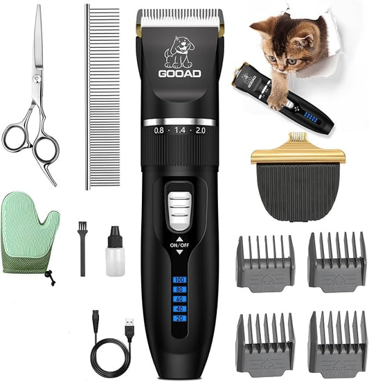 Goood Cat Clippers for Matted and Long Hair - Cordless, Low Noise Paw Trimmer, Quiet Pet Hair Clippers for Cats and Dogs (Black)
