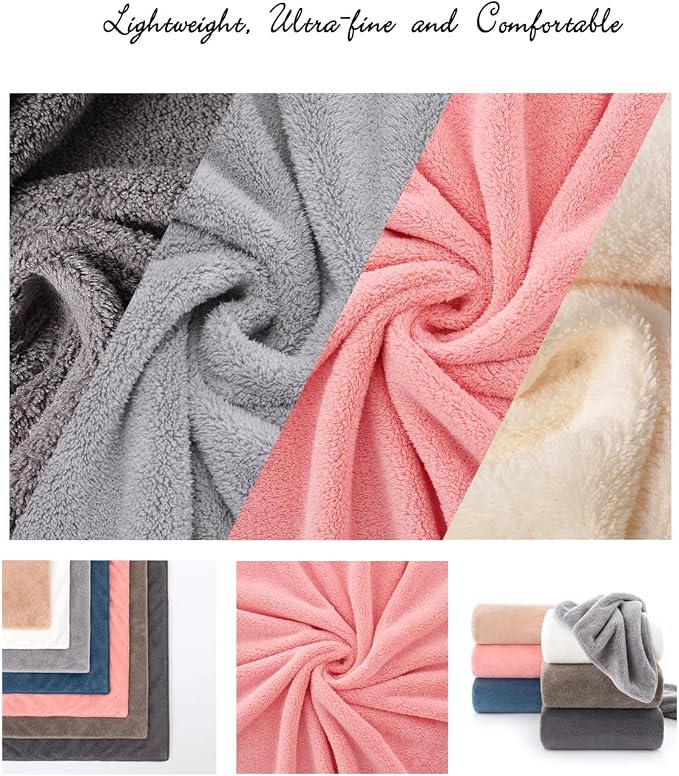Lumimi Towels 6 Piece Multicolour Soft Microfiber Bath Towel Set Incredibly Absorbent Lightweight Quick Dry and Durable, 55" L x 27" W, 6 Pack Pink Red White Light Grey