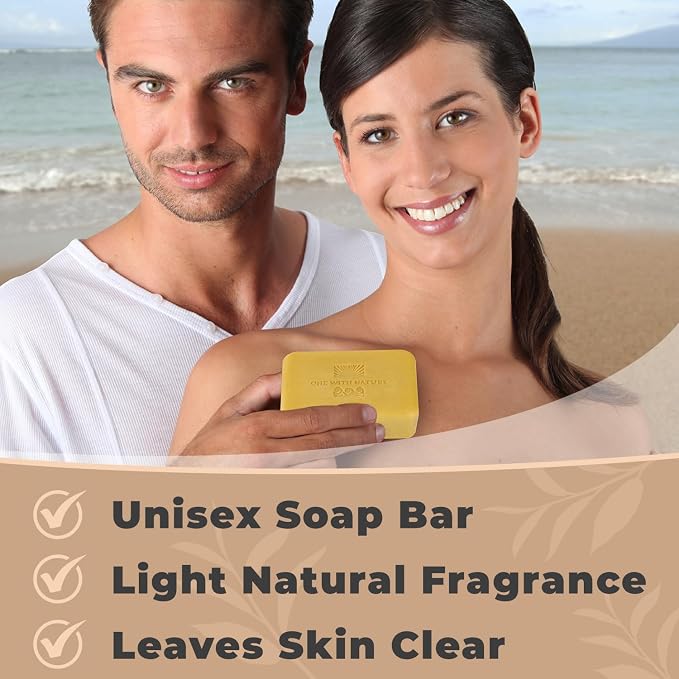 One With Nature Dead Sea Salt Lemon Sage Soap 7oz 3-Pack – Purifying and Exfoliating Soap Bar with Dead Sea Minerals for Face & Body, for Men & Women