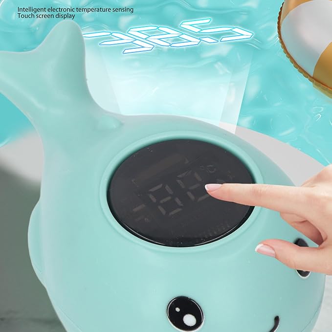 Bath Thermometer Floating Toy with 3 Color Temperature Indicator for Infant Bathing, Instant Reading Safety Alert, Whale Shape Water Temperature Thermometer