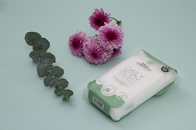 DAILY CONCEPTS Daily Body Scrubber, Soy-Based and Organic Cotton. for The Whole Body. The Bath Sponge Deeply Cleanses The Skin and Creates A Rich Foamy Lather. Exfoliation