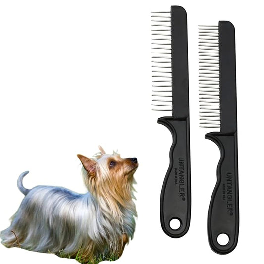2 PC Super Groom Dematting Set with Silky Smooth Rotating Teeth - Dematts and Grooms Long, Silky and Wavy Coats for Dogs and Cats