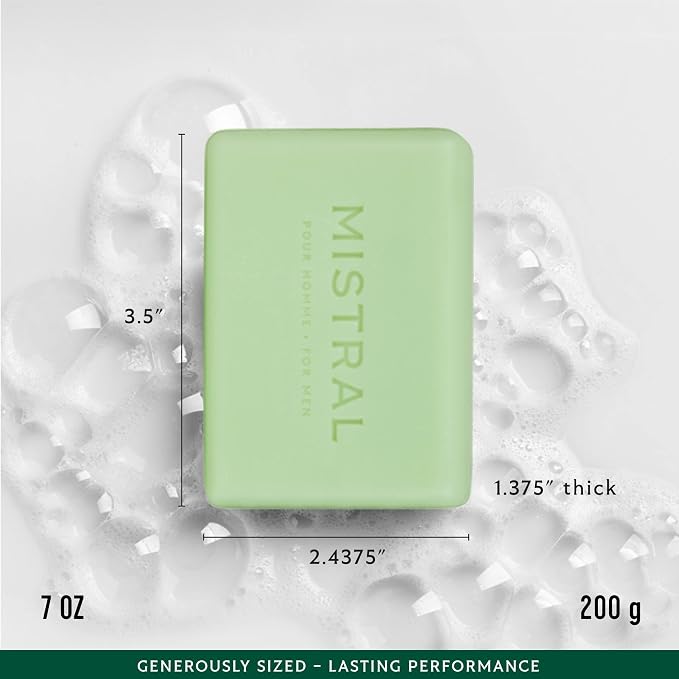 Mistral Golf Valbonne Luxury Men’s Soap | Citrus, Mint, Lavender & Moss Scent Men’s Natural Soap Bar | Paraben & Phthalate-Free | Moisturizing Triple-Milled Bar | Made in France, 7 oz