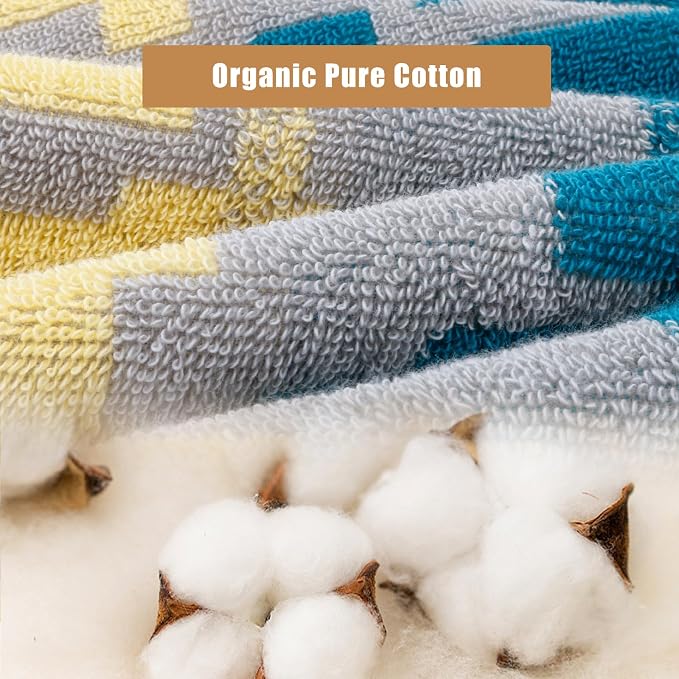 SEMAXE 18-Piece Cotton Bath Towel Set for Bathroom, Geometric Pattern | Stock-up towel set for family bathrooms, guest baths, multi-bath homes, and wash-day rotation, OEKO-TEX certified, easy care