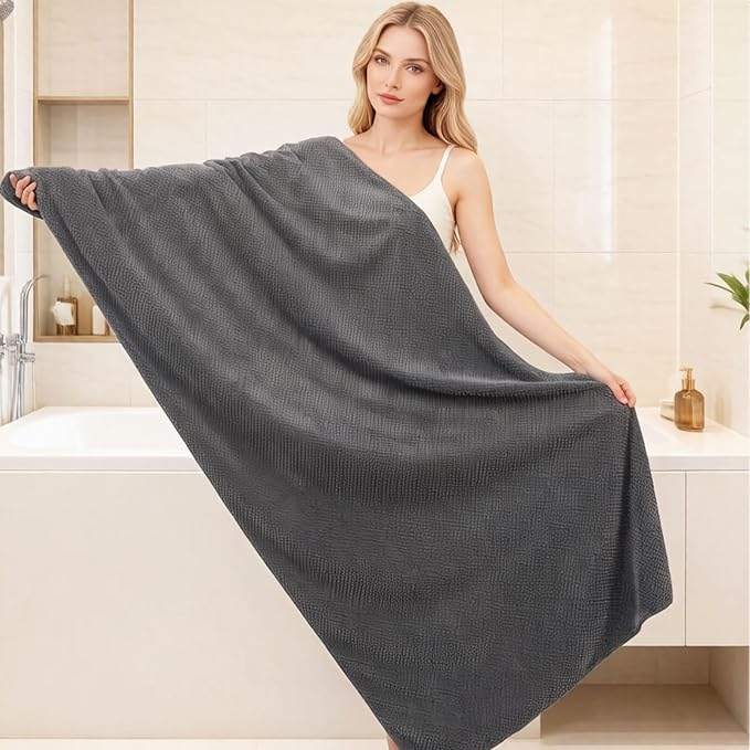 2 Pack Bath Towel Set, Waffle Bath Towel Set, Super Soft Highly Absorbent, Sturdy Quick Drying Towels for Bathroom, Gym, SPA, Yoga (2 Piece 35" x 70", 2Grey)