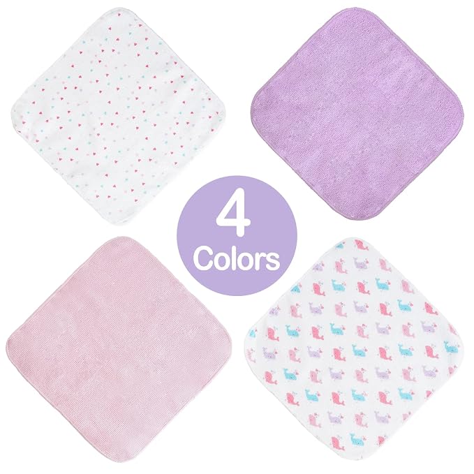 Viviland Baby Washcloths, Soft 24 Pack Baby Wash Cloths Unisex for Boys Girls, Super Absorbent Baby Face Towel Gentle on Sensitive Skin, Wash Clothes for Baby Face & Body, 9''x 9''