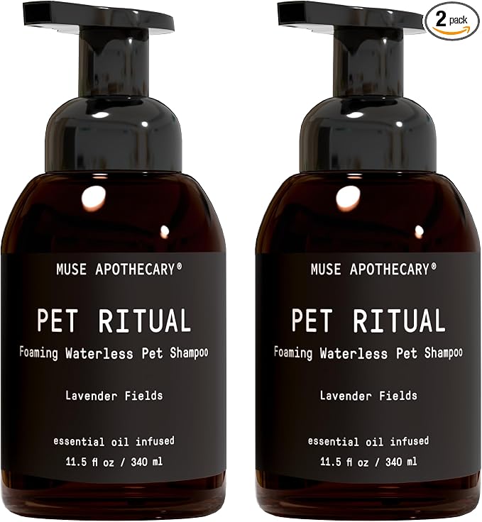 Muse Apothecary Pet Ritual Foaming Waterless Shampoo for Dogs, Waterless Dog Shampoo Foam, No Rinse Dog Shampoo, Waterless Dog Shampoo for Large Dogs - Essential Oils Infused, 11.5oz Lavender Fields