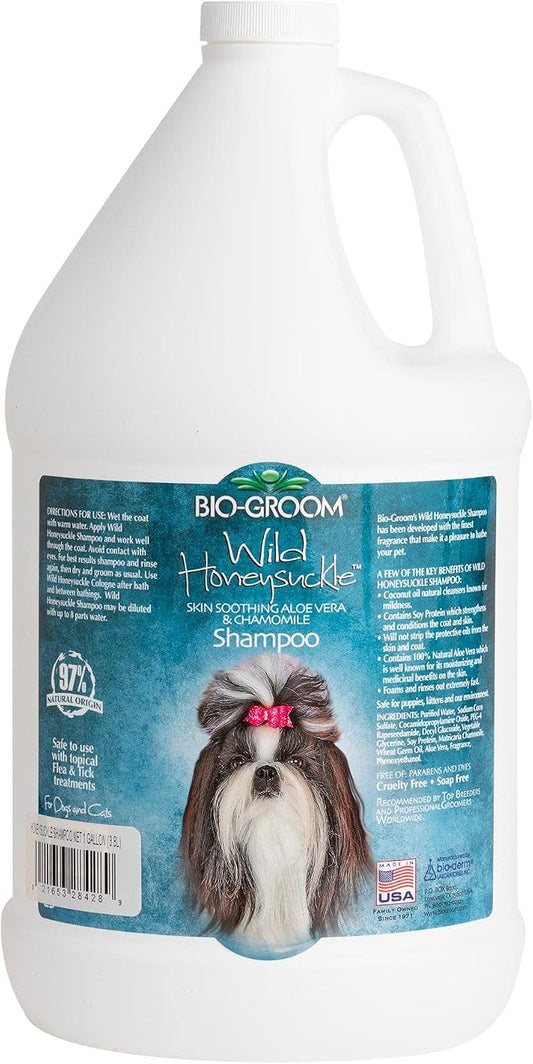 Bio-Groom Wild Honeysuckle Dog Shampoo - Natural Scent Pet Shampoo, Aloe Vera, Chamomile, Cat & Dog Bathing Supplies, Puppy Wash, Cruelty-Free, Made in USA, Quick Rinse Cat Shampoo - 1 Gallon