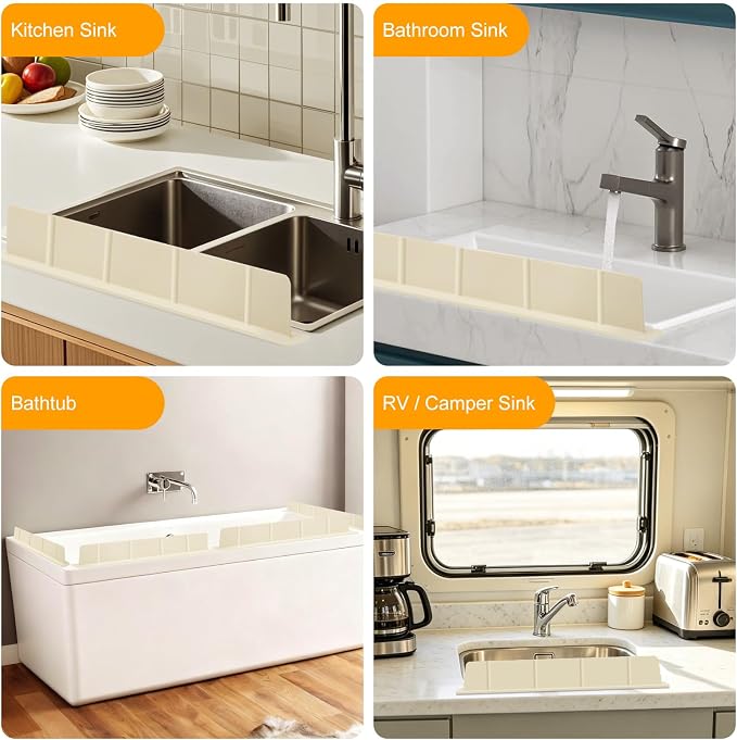 EEEKit 20.5 Inch Silicone Sink Splash Guard, Kitchen Sink Protector with Suction Cup, Water Splash Guard for Bathroom Sinks, Washbasin, Bathtub, Island, 20.5 x 1.8 x 2.9 Inch