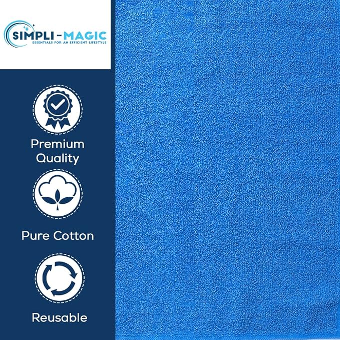 Simpli-Magic Cotton Hand Towels, 12 Pack, 16” x 27”, Blue