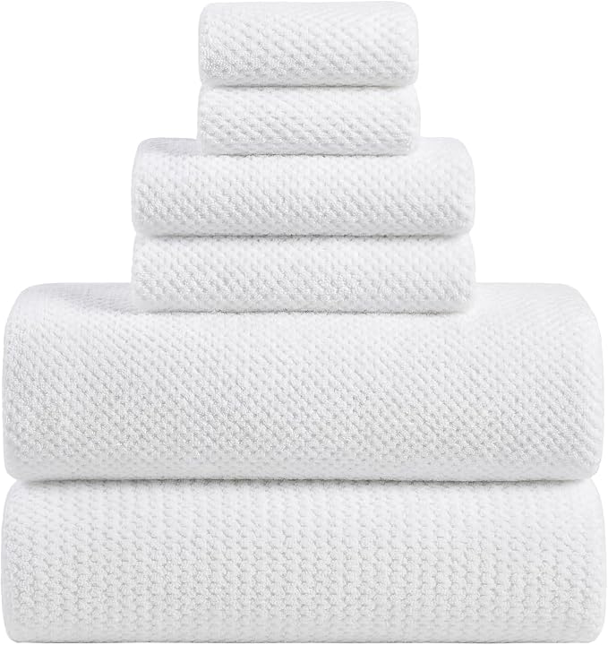 Extra Large Bath Sheets Set 6-Piece, 2 Bath Towels 40x80 Inches, 2 Hand Towels, 2 Washcloths, Soft Absorbent Quick Dry Microfiber Towels for Bathroom Beach Pool Gym Spa, White