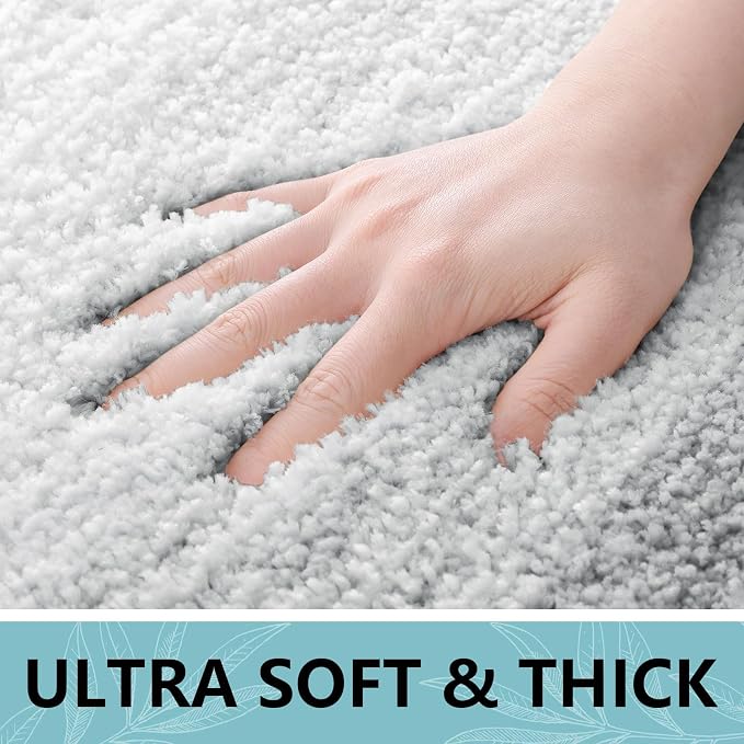Arotive Microfiber Bathroom Rugs, Shaggy Soft and Absorbent Bath Rug, Thick Plush Machine Washable Dry Bath Mats for Bathroom, Tub and Shower, 59x20, Light Grey, Rectangular