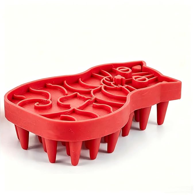 Pet Bath & Massage Brush,Pet Grooming Brush,Soft Rubber Scrubber for Brushing,Massaging,Bathing,Shampooing and Reducing Hairballs (Red, Style 1)