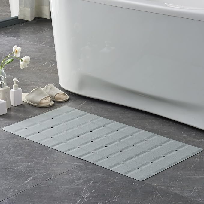 Webos Foldable Silicone Bathtub Mat: Jumbo Size Heavy Duty Safety Bath Mat for Tub Without Suction Cups Non Slip Bath & Shower Mat for Textured, Reglazed, Refinished Tub (Grey, 35.8 x 17.7)