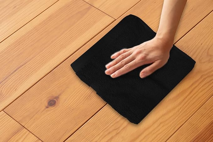 Soft Wash Cloths - 12 Pack Plush and Absorbent Cotton Washcloths for Face, Body, and Baby - Multi-Purpose, Quick-Dry Wash Cloths Set 13x13'' (Black)