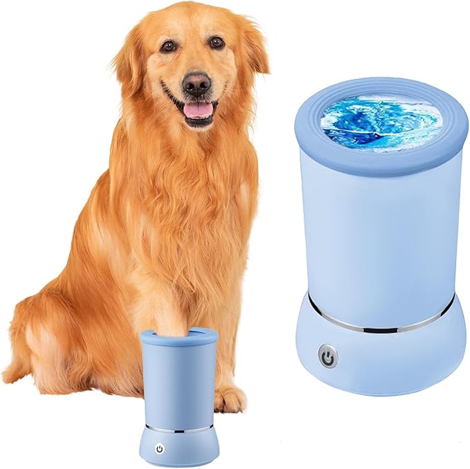 Automatic Dog Paw Cleaner, Electric Dog Paw Washer, Dog Foot Cleaning Machine USB Rechargeable, Pet Paw Washer Cup for Small Medium Large Breed Dogs Cats Blue