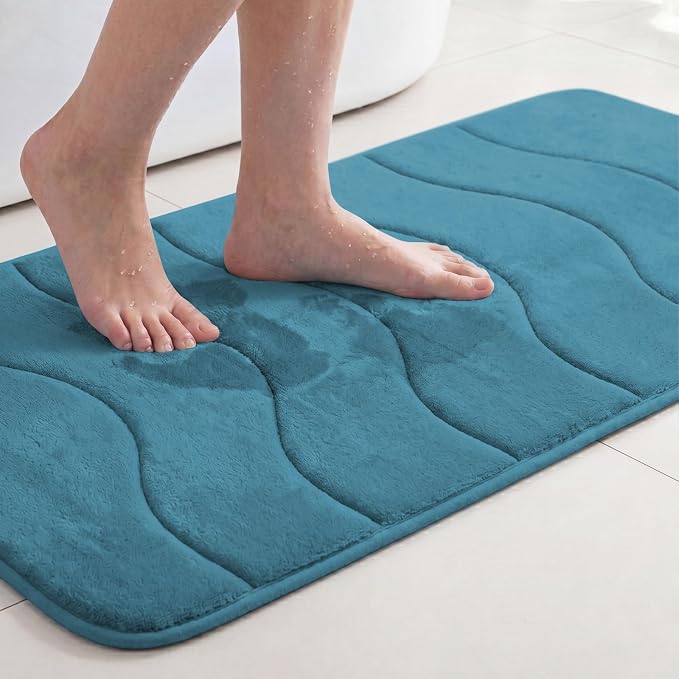 Flamingo P Memory Foam Bath Mat for Bathroom Rugs Non Slip Carpet,20x32,Dark Teal