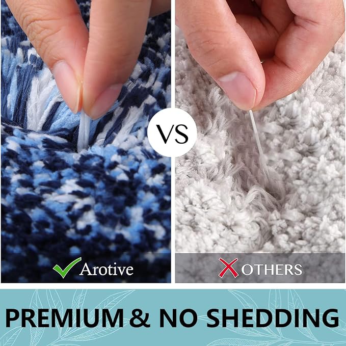 Arotive Microfiber Bathroom Rugs, Shaggy Soft and Absorbent Bath Rug, Thick Plush Machine Washable Dry Bath Mats for Bathroom, Tub and Shower, 40x24, Blue, Rectangular