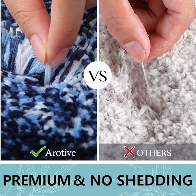 Arotive Microfiber Bathroom Rugs, Shaggy Soft and Absorbent Bath Rug, Thick Plush Machine Washable Dry Bath Mats for Bathroom, Tub and Shower, 36x24, Blue, Rectangular