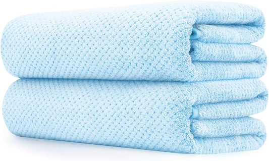 MaopaoBeauty 2 Pack Oversized Bath Towel Set 35in x 70in Bath Sheets for Shower Pool Beach Bathroom Super Absorbent Soft Quick Dry Blue Towels(2PCS Blue)