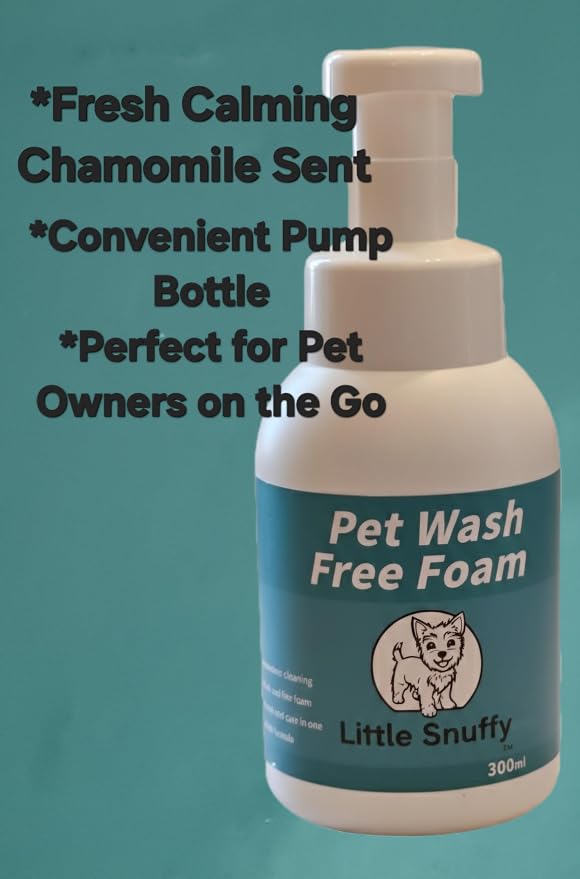 Organic Pet Wash Free Foam Waterless Shampoo, Non-Medicated Cleaner and Freshener, Calming Chamomile Scent, 300ml