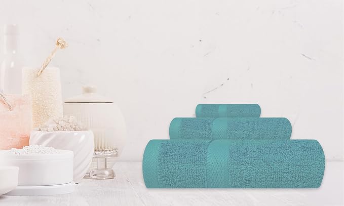 Luxury 8 Piece Set, 2 Bath Towels 2 Hand Towels 4 Washcloths, 100% Cotton Towels for Bathroom, Home, Spa, Hotel & Gym – Ultra Soft, Highly Absorbent, Quick Dry (Light Green)