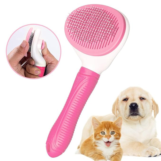 Aogeili Self Cleaning Slicker Brush, Skin Friendly Deshedding Grooming Tool for Dogs, Cats & Bunny, One-Click Release Removes Loose Undercoat, Mats & Tangles, for Long & Short Hair Shedding Pets