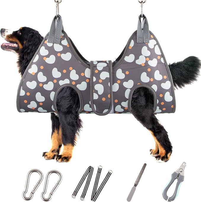 ATESON Dog Grooming Hammock for XXL Large Dogs with Nail Clippers/Nail Trimmers, Dog Grooming Harness for Nail Trimming, Pet Grooming Sling Helper