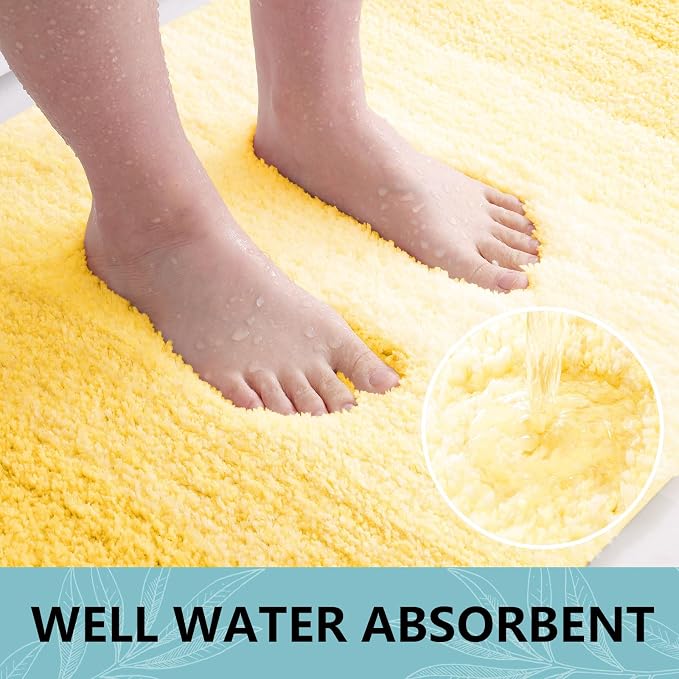 Arotive Microfiber Bathroom Rugs, Shaggy Soft and Absorbent Bath Rug, Thick Plush Machine Washable Dry Bath Mats for Bathroom, Tub and Shower, 30x20, Yellow, Rectangular