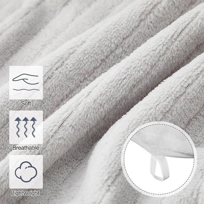 SmoothNovelty 4 Pcs Oversized Coral Fleece Bath Sheets 40 x 80 Inch, Lightweight Extra Large Towel Blanket, Soft Jumbo Bathroom Towels with Hanging Loop for Bath, Pool, Beach, Spa, Travel (Light Gray)