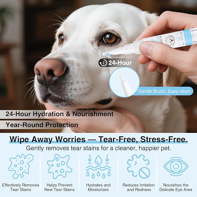 Tear Stain Remover Pen for Dogs & Cats – Aloe Formula Gentle Eye Cleaner with Soft Tip for Easy Use – Especially for White Dogs – Dog Eye Drops Alternative – Safe for Daily Use– 3 Pack