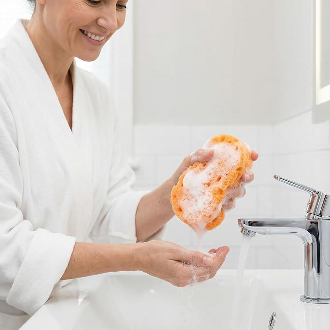 3piece Shower Sponge Set with Colored Honeycomb Pattern (red, Blue, Purple)