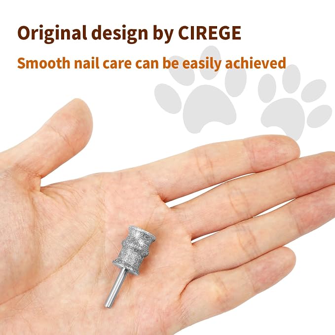 Diamond Rotary Grinder Bits for Dog Pet Nail Grinder Attachment - 1/8" Replacement Grinder Wheel for Dremel Pet Nail File & Clippers for Dogs Model B