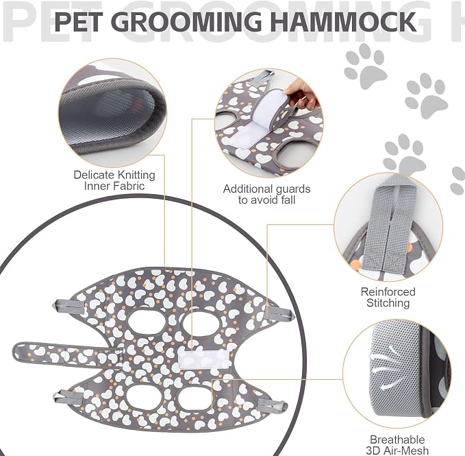 ATESON Dog Grooming Hammock for Medium/Large Dogs with Nail Clippers/Nail Trimmers, Dog Grooming Harness for Nail Trimming, Pet Grooming Sling Helper