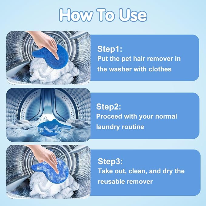 8 Pcs Pet Hair Remover for Laundry,Reusable Dog & Cat Hair Catcher Tool,Effectively Removes Fur,Lint and Dander from Clothing and Bedding,Safe for Washing Machines and Dryers