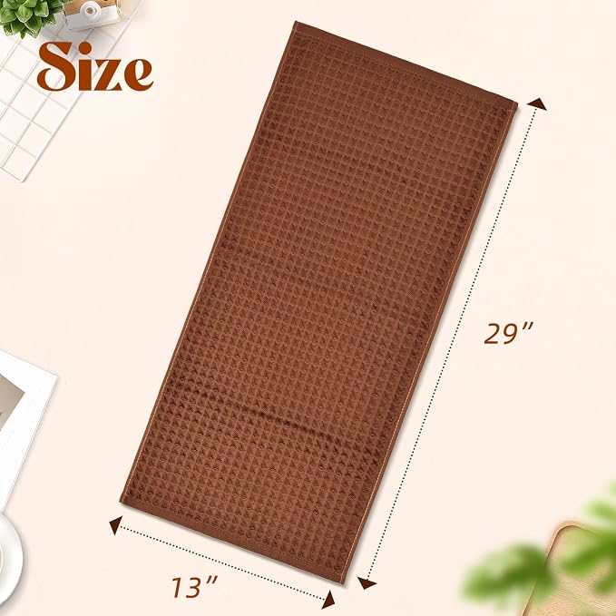 Jacquotha Waffle Hand Towels for Bathroom 5-Piece (Rust) - Cotton Quick Dry, Fall Kitchen Towels for Autumn Decor, 13” x 29”