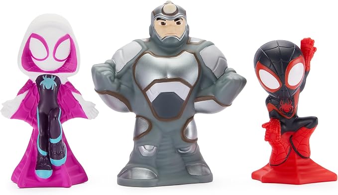 Disney Store Official Spidey and His Amazing Friends Bath Toys Set - Includes 5 Detailed Toys with a Straining Storage Bucket - Bath Time Fun and Water Play Set for Kids