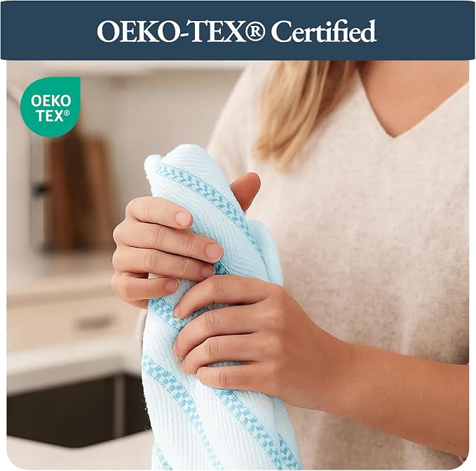 LANE LINEN Kitchen Towels Set - Pack of 4 Cotton Dish Towels for Drying Dishes, 18”x 28”, Kitchen Hand Towels, Absorbent Tea, Dish Towels, Quick Drying Towel Set - Aqua
