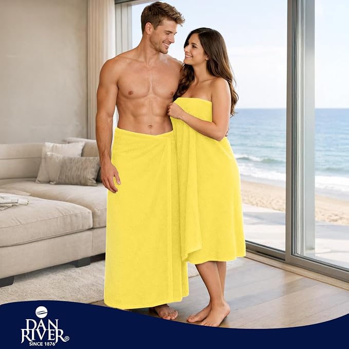 DAN RIVER Pack of 1 Jumbo Bath Sheet 40x80 Inches, Large Bath Towels Oversized for Adults, Soft and Absorbent Hotel Towels - Yellow