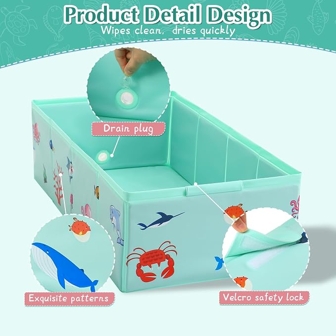 Collapsible Baby Bathtub, Portable Foldable Travel Bath Tub for Infant Toddler, Converts Shower to Tub, No Assembly Folds Flat for Storage, 6M-5 Years, Green